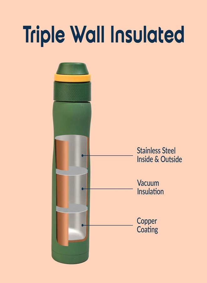 Headway by rabitat Oslo Thermos Water Bottle with Infuser Meridian Green 750 ml | 2 Years Brand Warranty | Triple Layer Vacuum Insulated Flask | Hot and Cold Steel Water Bottle | ISI Certified - Image 5